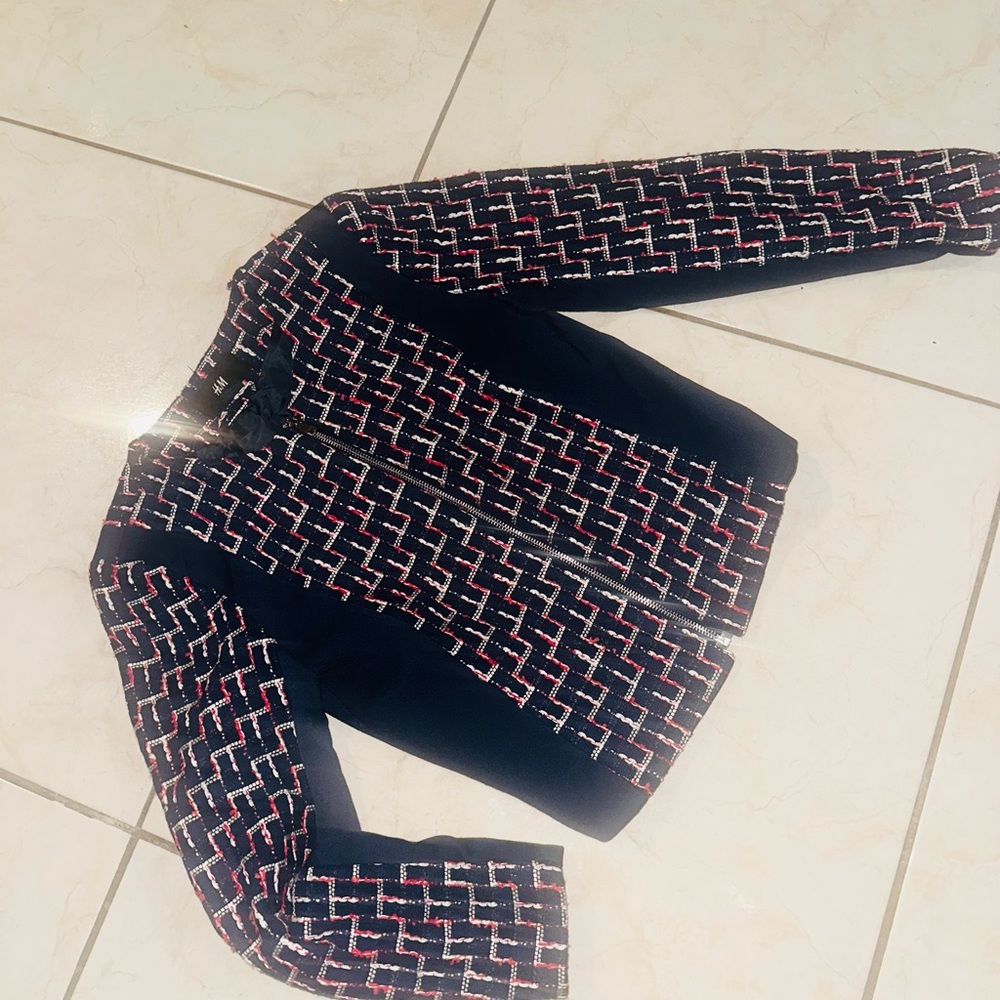 H&M Navy and Red Patterned Jacket